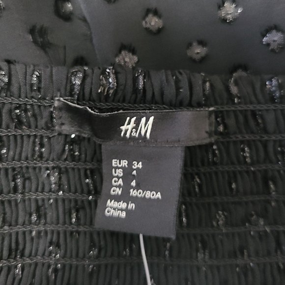 NWT Sexy Black Split Bust Swiss Dot H&M High Low Midi Tiered Halter Dress - Picture 7 of 10